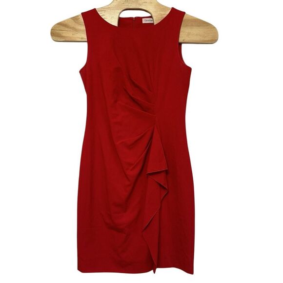 Calvin Klein Dresses & Skirts - Calvin Klein Sheath Dress Size 8‎ Red Sleeveless Modern Career Classic